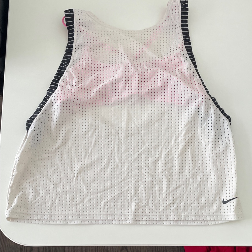 Nike Women's White and Pink Sports swim top